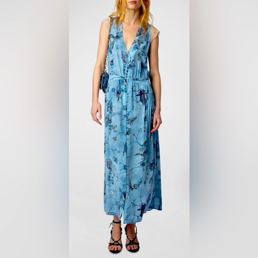 ZADIG & VOLTAIRE Rolanys Holly Crepe de Chine Button-Front Maxi Dress size 4